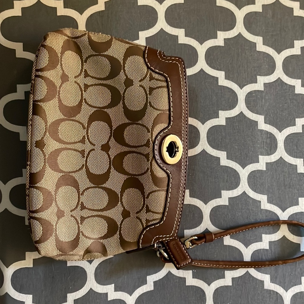 Coach fabric logo wristlet